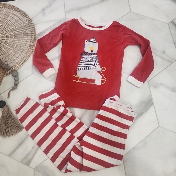 [ Baby Gap] size 5-cutest long sleeve & pants pajama set- red/ white stripe 🐻‍❄ - Picture 8 of 16